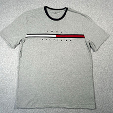Tommy Hilfiger Men's XL Gray Jersey Crew Neck Short Sleeve Graphic Logo Tee picture