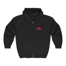 Dre Bonner - Rose Chest Embroidery Zip Hoodie | Floral Zip Hoodie picture