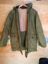 Vintage 50s Eddie Bauer Men's Green Down Hooded Parka Size S picture