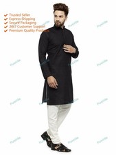 Mens Kurta Indian Cotton Shirt Long Kurta top - Indian Clothing Fashion Casual D picture