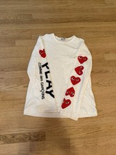 Comme des Garcons Play Men's Long Sleeve Heart T-Shirt White Size XL picture