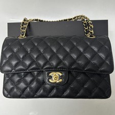 Chanel Medium Classic Double Flap Black Caviar Leather 24K Gold Hardware picture