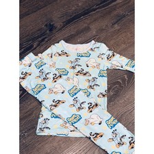 Joyful Kids Bamboo Tigger Good Night Pajama Set Blue 5-6T Long Sleeve PJs picture