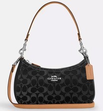 Coach CAF82 Teri Shoulder Bag Signature Denim Natural Black picture