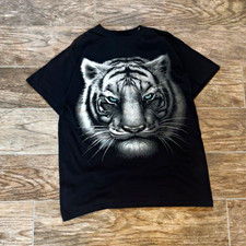 DOM Men's Black Tiger Graphic Print Crew Neck Short Sleeve T-Shirt Size M picture
