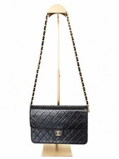 Authentic CHANEL Quilted CC Single Chain Flap Shoulder Bag Black Lambskin GHW picture