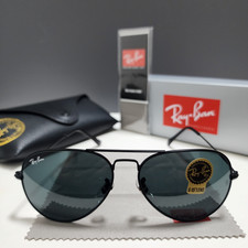 Ray-Ban RB3025 Aviator Pilot Sunglasses Black Frame Glass Gray Lens 58-14 mm picture