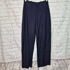 Zara Womens S Dark Navy ZW Collection Pleated Wide Leg Tailored Dress Pants NWT picture