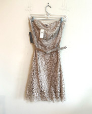 NEW NWT Ann Taylor Lace Overlay Dress Beige/Gold Strapless Size2 picture