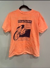 Vintage 1989 Chicago Sun-Times Illinois Criterium Championship T-Shirt Orange L picture
