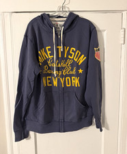 Roots of Fight Bloodlines Mike Tyson Full Zip Graphic Fleece Hoodie Navy Men’s L picture