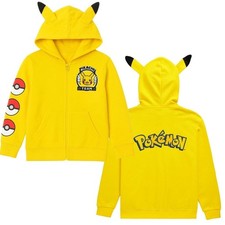 Boys Pokémon Pikachu Costume Hoodie with 3D Ears, Long Sleeve Hooded Sweatshirt picture