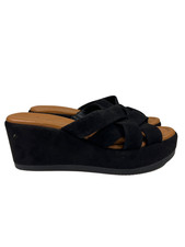 Caslon Women's Black Suede Lea Crisscross Strappy Platform Wedge Sandals - 8.5 picture