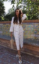 ZARA EMBROIDERED POMPOM COTTON Sahani DRESS XS (Runs Big) WHITE 6895/247 NWT picture