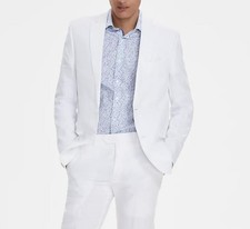 Bar III Mens Slim White Solid Linen Sport Coat 40 L NEW $295 TTAY1CQZ0015 picture
