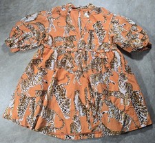 Anthropologie Maeve Tigers V-Neck Poplin Mini Dress Meduim NWT  picture