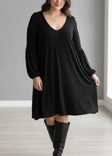 Annalee + Hope Black Long Sleeve V-Neck Swing Dress XL picture