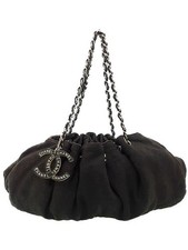 CHANEL Melrose Cabas Chain Shoulder Tote Black Cotton Jersey CC Charm Silver HW picture