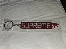 Supreme Beaded Red White Key Chain Metal Letters Streetwear Women Accessories picture