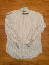 Canali Dress Shirt Size 39-15.5 Striped Long Sleeve Button-Up Made In Italy picture