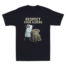 Respect Your Elders Retro Smartphone Technology Funny Meme Quote Men's T-Shirt picture