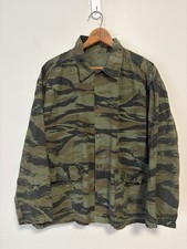 Vintage 60s Tiger Stripe Camouflage Vietnam Era Shirt Chore Coat Jacket Large picture