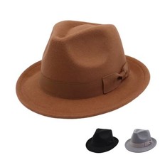 Vintage Fedora Hat Wide Brim Classic Gangster Church Dressy Trilby Unisex Cap picture