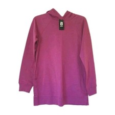 Ideology Women's Magenta Hooded Tunic Sweatshirt Side Snap Pullover Size M NWT picture