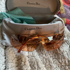 Christian Dior MISS DIOR Rimless Shield Sunglasses Gold Frame Orange Lens UV400 picture