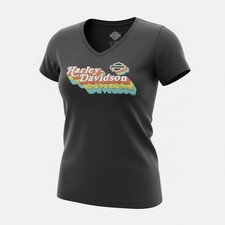 Harley Davidson Women’s T-Shirt Black Pocono Mountain Vintage Color Graphic XL picture