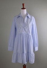 ZARA NWT Sheer Embroidered Eyelet Darling Tiered Shirt Dress Size Medium picture