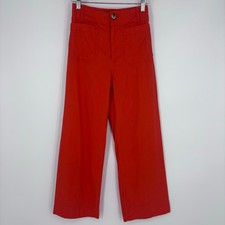Maeve Anthropologie The Colette Wide Leg Crop Pant Womens 23 Red Linen Blend picture