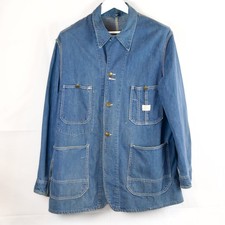 Vtg 1955-65 Sears Denim Chore Jacket Barn Coat XL Custom Silk Back Panel Excel. picture