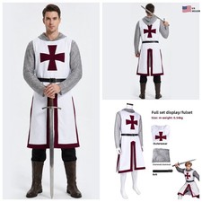 Mens Templar Knight Costume 3 Piece Medieval Crusader Renaissance Outfit picture