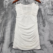 NEW SheIn SXY Dress Womens L White Ruched Mesh Strapless Bodycon Mini Party picture