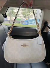 COACH CA548 Teri Shoulder Bag in Signature Canvas White  Fast Shipping picture