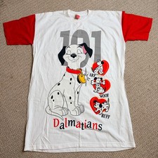 Vintage Disney 101 Dalmatians T-Shirt Nightshirt Made in USA One Size Red White picture