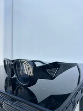 Prada PRB06S Sunglasses 54‑20‑130 Black Acetate Frame Triangle Logo Dark Grey picture