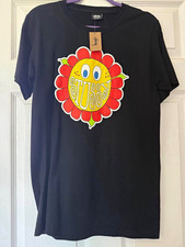 Stussy Happy Flower Tee Black Men’s S Short Sleeve Crew Neck Cotton Graphic picture