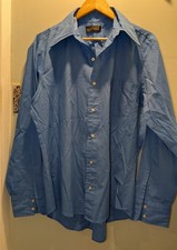 Vintage 70s h.i.s. Blue Dress Shirt 16.5 44