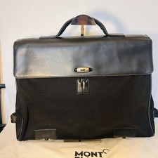 Montblanc Nightflight 8772 Double Gusset Briefcase Leather Nylon Genuine Business picture