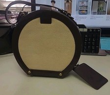 Vintage 90s 00s ETIENNE AIGNER Linen Leather Handbag Crossbody Bag Round Box NOS picture