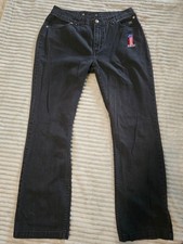 Vintage 2004 Harley-Davidson Women's Black Jeans Size 12 #1 Flag Patch Straight picture