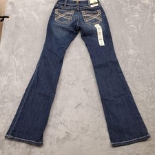 Ariat REAL Jeans Womens 25R Blue Boot Cut Mid Rise Entwined Embroidered Denim picture