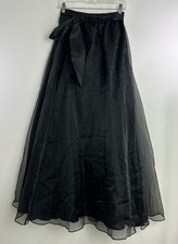 Vintage Niki Livas Black Satin Tulle Maxi Skirt Layered Union Avant Garde Witch picture