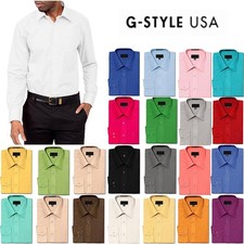 NEW Men's Regular Fit Long Sleeve Solid Color Dress Shirts - 28 Colors picture