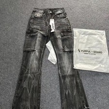 Purple-brand Paint Over Jacquard Monogram Jeans Mens Sz 30x32 Blue NWOT picture