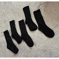 5 Pack Black Ribbed Crew Socks Bundle Womens One Size Athletic picture