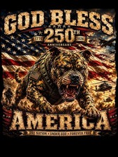 God Bless America 250th Anniversary Shirt Patriotic Military PitbullTee1776-2026 picture
