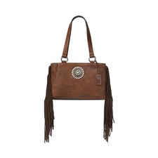 ARIAT Women's Betsy Fringe Concho Satchel, Brown picture